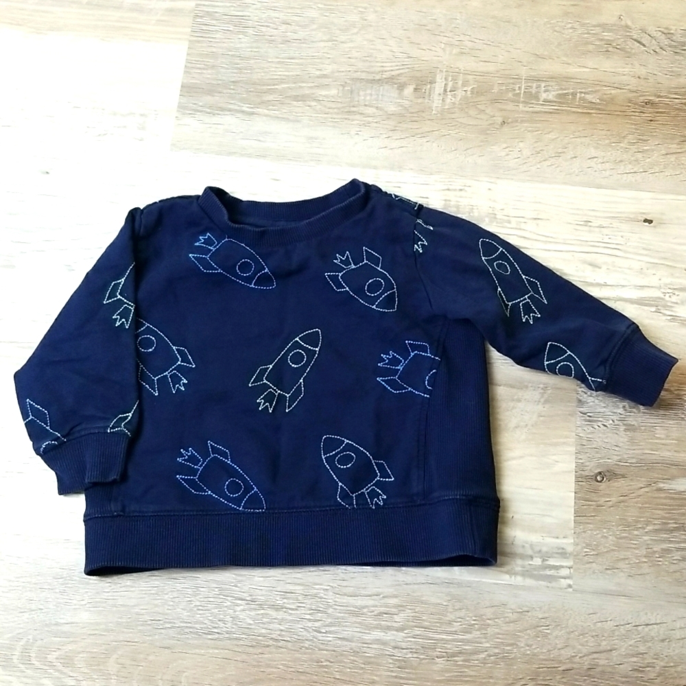 Gymboree boys 6-12 m sweatshirt rocket space navy blue
